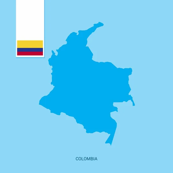 Colombia Mapa Del País Con Bandera Sobre Fondo Azul — Vector de stock