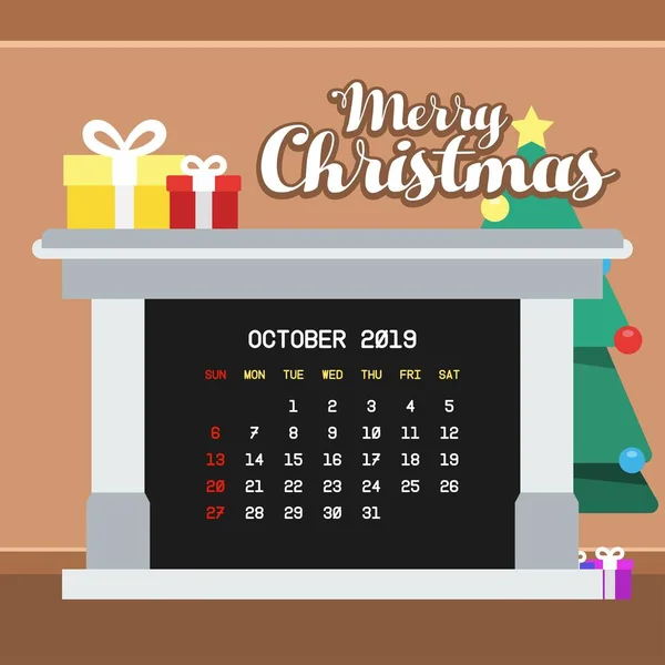 Πρότυπο Ημερολόγιο Οκτωβρίου 2019 — Διανυσματικό Αρχείο