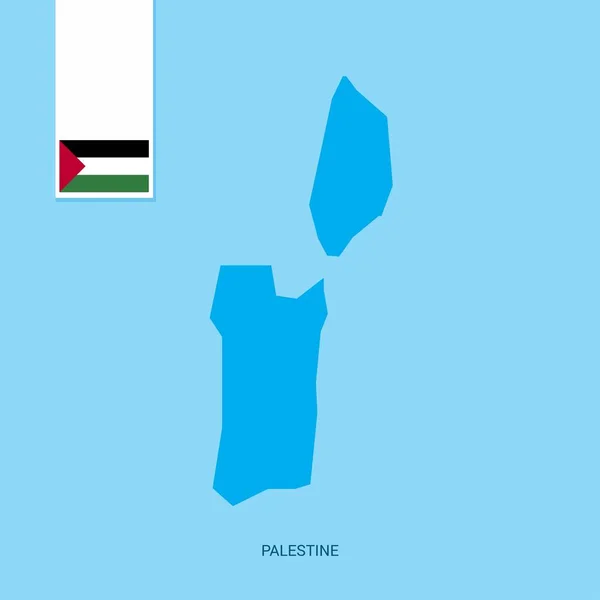 Mapa Del País Palestina Con Bandera Sobre Fondo Azul — Vector de stock