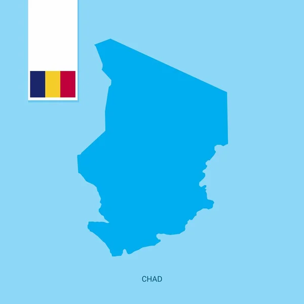 Chad Mapa Del País Con Bandera Sobre Fondo Azul — Vector de stock