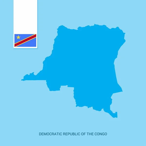 Mapa País República Democrática Congo Com Bandeira Sobre Fundo Azul —  Vetores de Stock