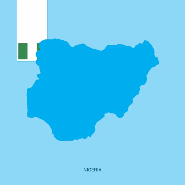 Mapa Del País Nigeria Con Bandera Sobre Fondo Azul — Vector de stock
