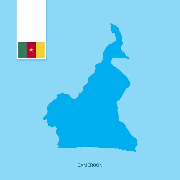 Mapa Del País Camerún Con Bandera Sobre Fondo Azul — Vector de stock