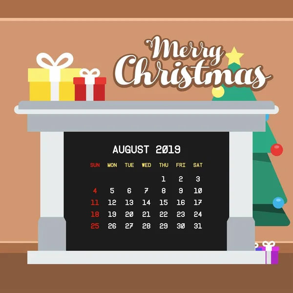 Plantilla Calendario Agosto 2019 — Vector de stock