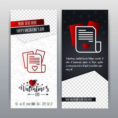 Sevgililer günün kutlu olsun kırmızı simge Dikey Banner. Vektör çizim