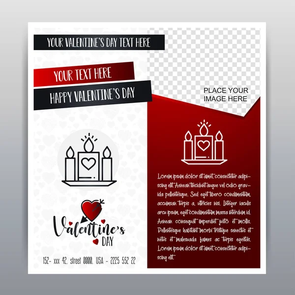 Happy Valentine Dag Rood Pictogram Verticale Banner Rood Achtergrond Vectorillustratie — Stockvector