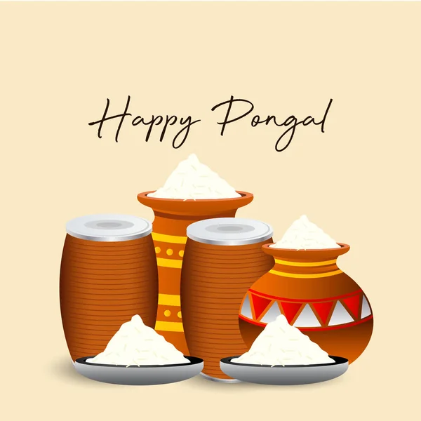 Happy Pongal Festival Fundo Vetor — Vetor de Stock