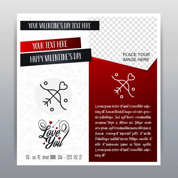 Feliz Día San Valentín Icono Rojo Bandera Vertical Fondo Rojo — Archivo Imágenes Vectoriales