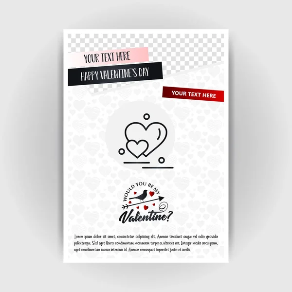 Plantilla Cartel Amor Del Día San Valentín Lugar Para Imágenes — Archivo Imágenes Vectoriales