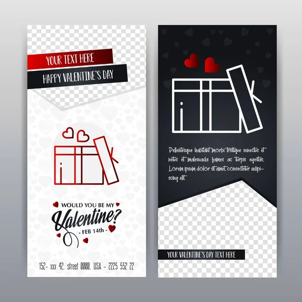 Feliz Dia Dos Namorados Red Icon Vertical Banner Ilustração Vetorial — Vetor de Stock