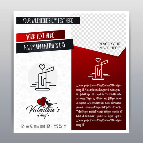 Feliz Dia dos Namorados Red Icon Vertical Banner Fundo vermelho. V —  Vetores de Stock