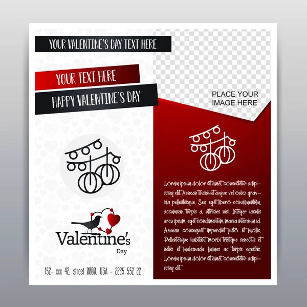 Happy Valentine Den Červená Ikona Vertikální Banner Červené Pozadí Vektorové — Stockový vektor