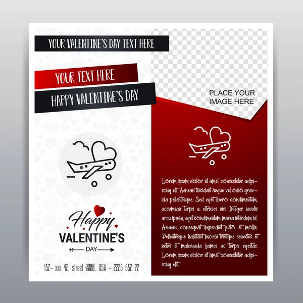 Feliz Dia Dos Namorados Red Icon Vertical Banner Fundo Vermelho —  Vetores de Stock