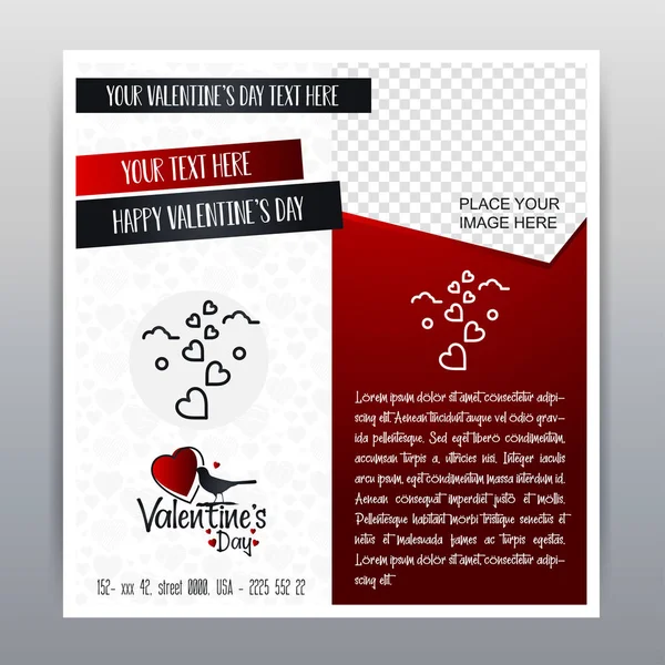 Buon San Valentino Red Icon Vertical Banner Sfondo Rosso Illustrazione — Vettoriale Stock