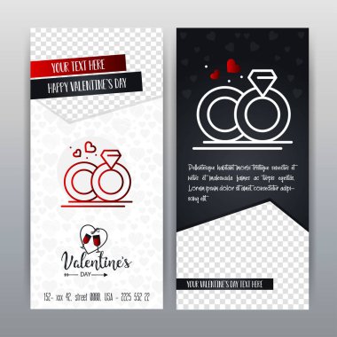 Sevgililer günün kutlu olsun kırmızı simge Dikey Banner. Vektör illustrat