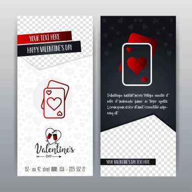 Sevgililer günün kutlu olsun kırmızı simge Dikey Banner. Vektör çizim