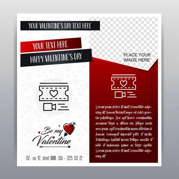 Buon San Valentino Red Icon Vertical Banner sfondo rosso. V — Vettoriale Stock