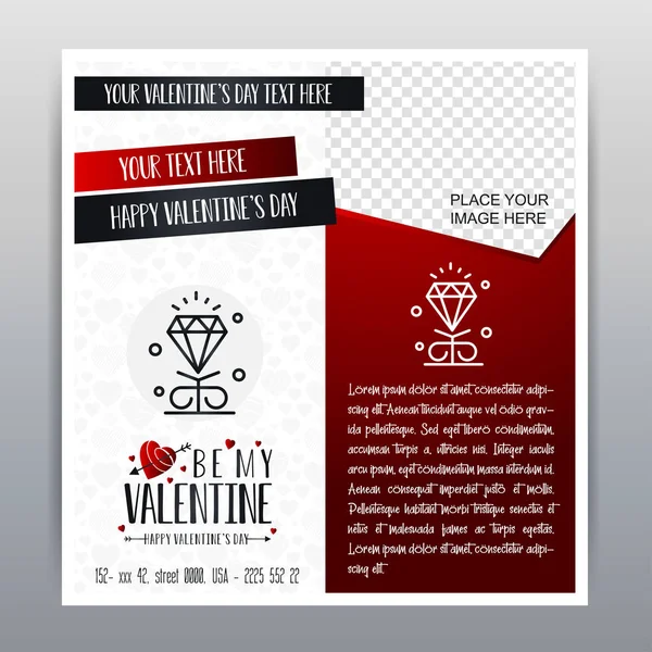 Happy Valentine Dag Rood Pictogram Verticale Banner Rood Achtergrond Vectorillustratie — Stockvector