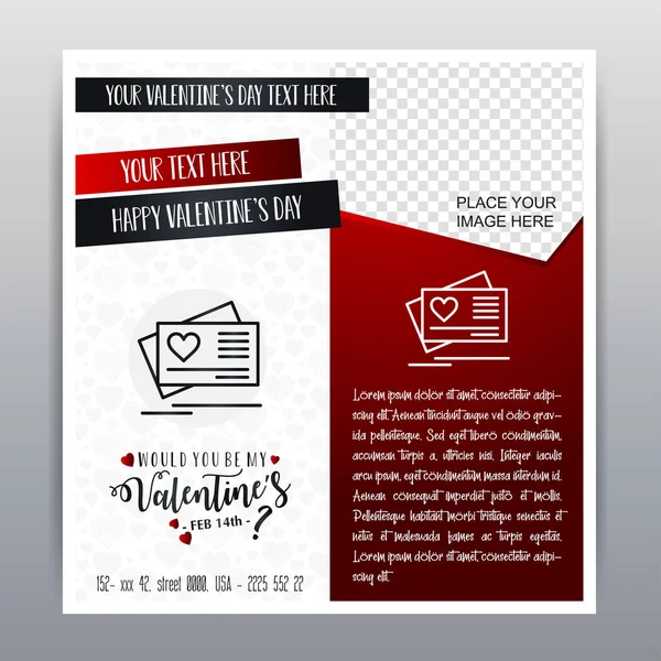Buon San Valentino Red Icon Vertical Banner Sfondo Rosso Illustrazione — Vettoriale Stock