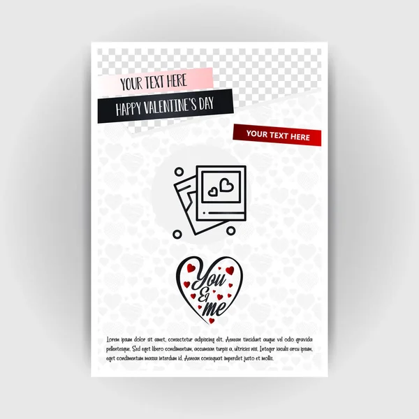 Dia dos Namorados Love Poster Template. Lugar para imagens e texto , — Vetor de Stock