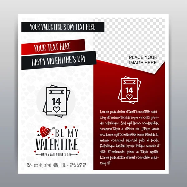 Happy Valentine's Day Red Icon Vertical Banner Fond rouge. V — Image vectorielle