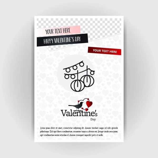 Valentin-napi szerelem a reklámplakát elkészítéséhez. Hely a képek és a szöveg, — Stock Vector