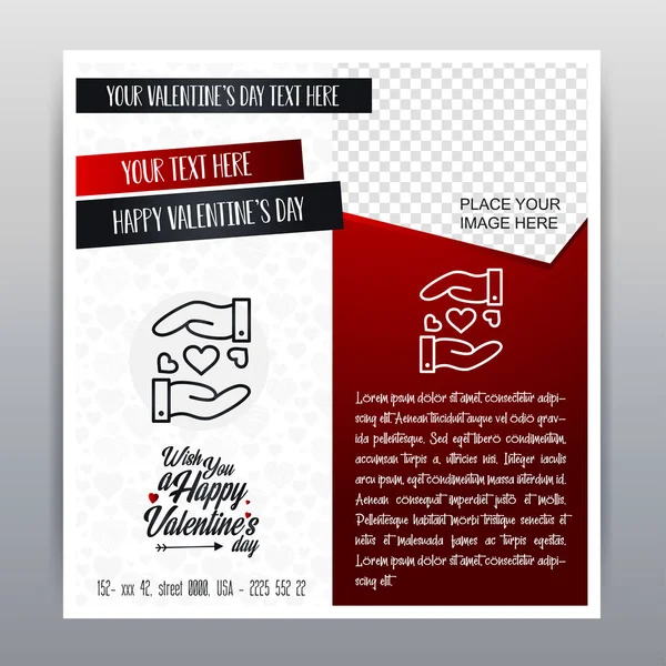 Buon San Valentino Red Icon Vertical Banner Sfondo Rosso Illustrazione — Vettoriale Stock