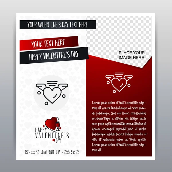 Buon San Valentino Red Icon Vertical Banner Sfondo Rosso Illustrazione — Vettoriale Stock