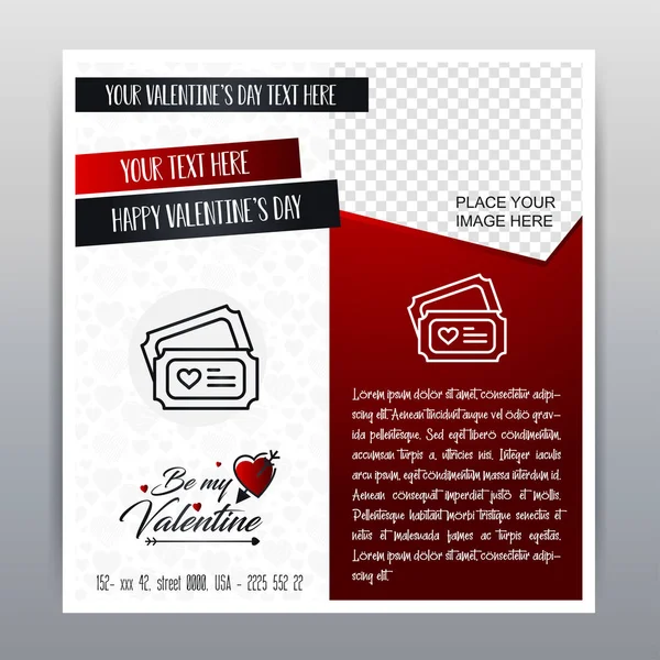 Happy Valentine Dag Rood Pictogram Verticale Banner Rood Achtergrond Vectorillustratie — Stockvector