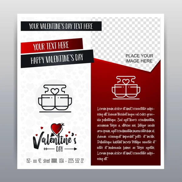 Buon San Valentino Red Icon Vertical Banner Sfondo Rosso Illustrazione — Vettoriale Stock