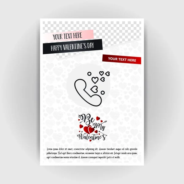 Walentynki Miłość Plakat Szablon Miejsce Dla Obrazów Tekstu Ilustracji Wektorowych — Wektor stockowy