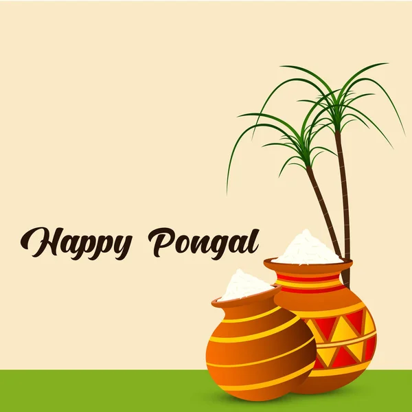Happy Pongal Festival Fundo Vetor — Vetor de Stock