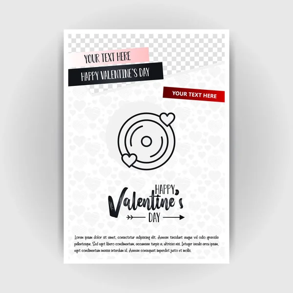 Modello Poster Amore San Valentino Luogo Immagini Testo Illustrazione Vettoriale — Vettoriale Stock