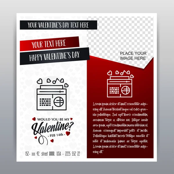Happy Valentine Day Red Icon Vertical Banner Red Background Vector — Stock Vector