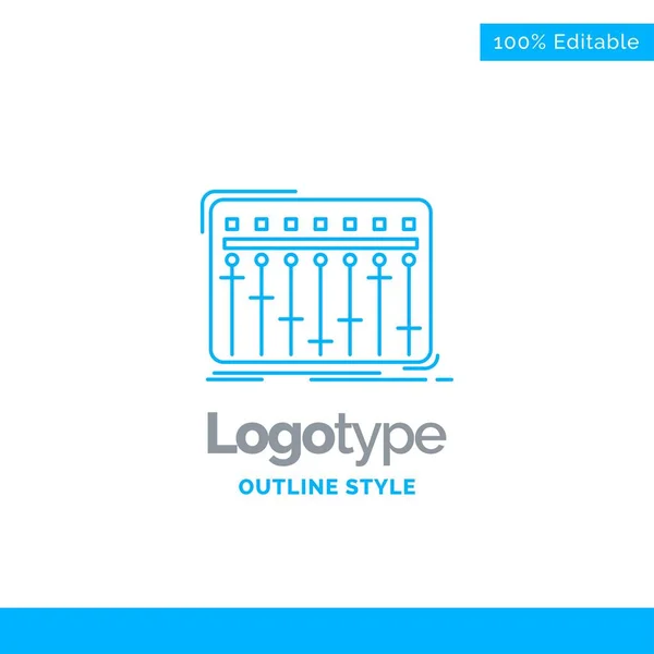 Design de logotipo azul para Console, dj, mixer, música, estúdio. Negócios — Vetor de Stock
