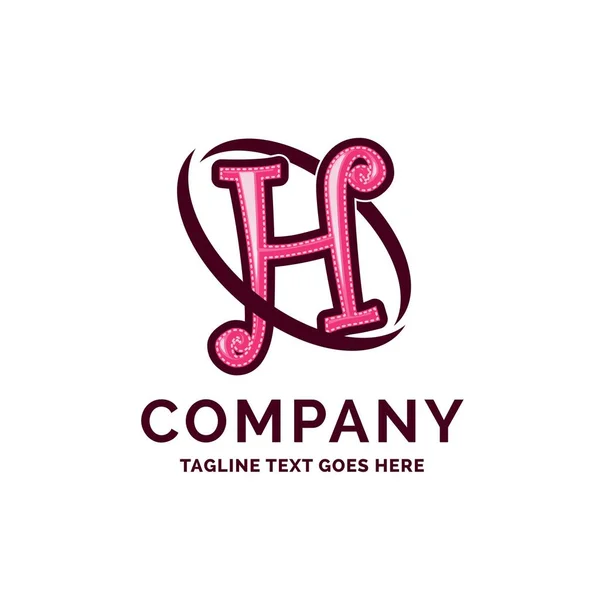 H Название компании Дизайн Розовый красивый логотип Дизайн. Логотип . — стоковый вектор