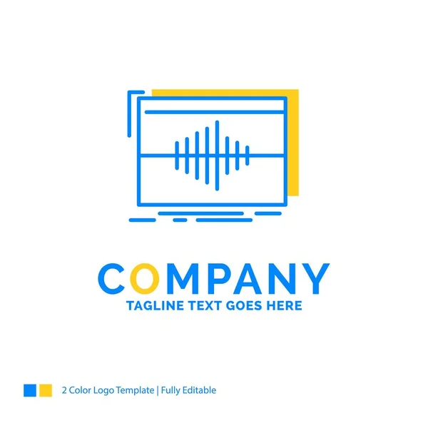 Audio, frecuencia, hercios, secuencia, onda Blue Yellow Business Log — Vector de stock