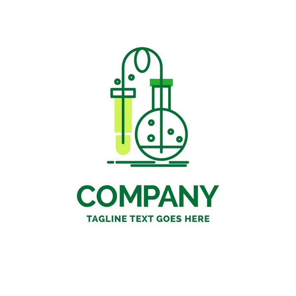 Prüfung, Chemie, Kolben, Labor, Wissenschaft flache Business-Logo Tempel — Stockvektor