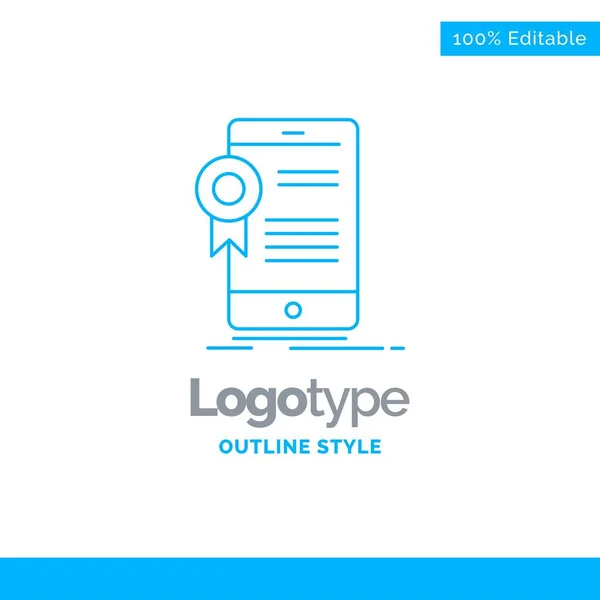 Дизайн синього логотипу для сертифіката, сертифікації, додатка, аплікації — стоковий вектор
