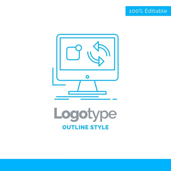 Дизайн синього логотипу для оновлення, програми, програми, встановлення, синхронізації. Бу — стоковий вектор