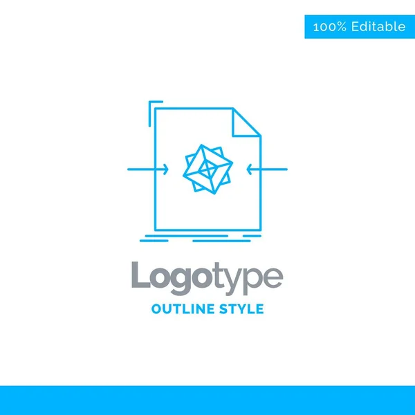 Diseño del logotipo azul para 3d, documento, archivo, objeto, procesamiento. Autobús — Vector de stock