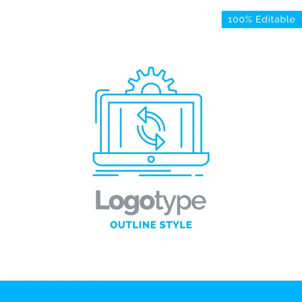 Blue Logo design for data, processing, Analysis, reporting, sync — Stock Vector