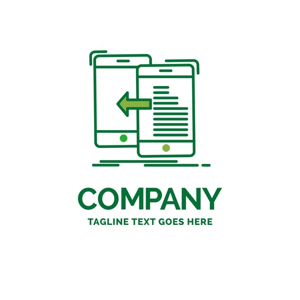 Дані, передача, мобільний, управління, переміщення плоский бізнес Logo Temp — стоковий вектор
