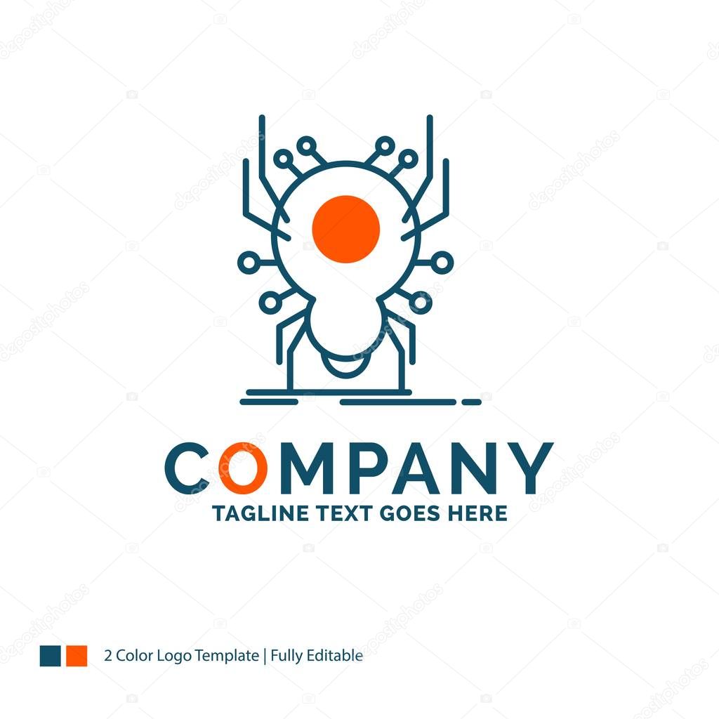 Bug, insect, spider, virus, App Logo Design. Blue and Orange Bra