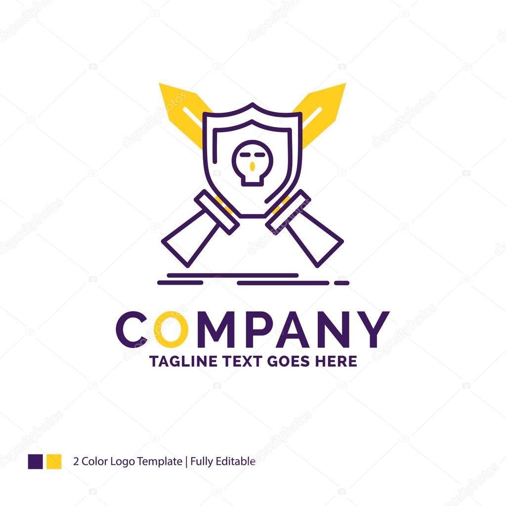 Company Name Logo Design For Badge, emblem, game, shield, swords
