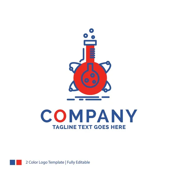 Nombre de empresa Logo Design Para investigación, laboratorio, matraz, tubo , — Vector de stock