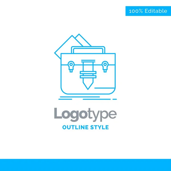 Дизайн синього логотипу для портфоліо, сумки, файлу, теки, портфеля. Бу — стоковий вектор