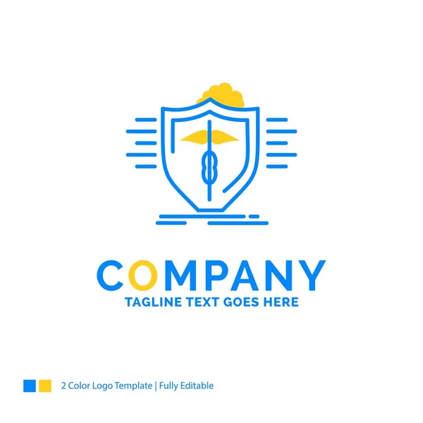 insurance, health, medical, protection, safe Blue Yellow Business Logo template. Creative Design Template Place for Tagline.