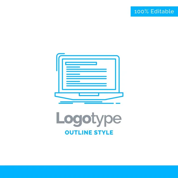 Diseño del logotipo azul para código, codificación, computadora, monobloque, computadora portátil . — Vector de stock