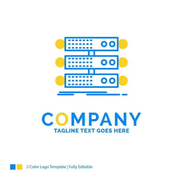 Servidor, estructura, rack, base de datos, datos Blue Yellow Business Log — Vector de stock